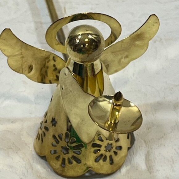 VTG Brass Metal Long Handle Angel Holiday Christmas Candle Snuffer 9" Long - Picture 12 of 14